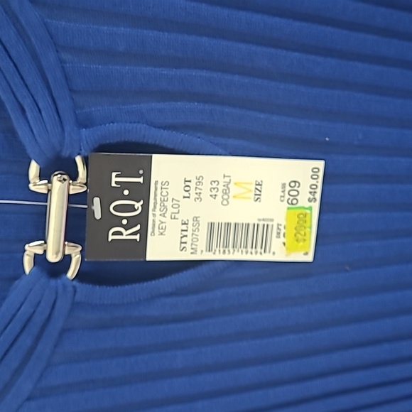 Sweater v-neck silver bit  Embellishment Royal blue stretch  Medium NWT - Picture 5 of 5